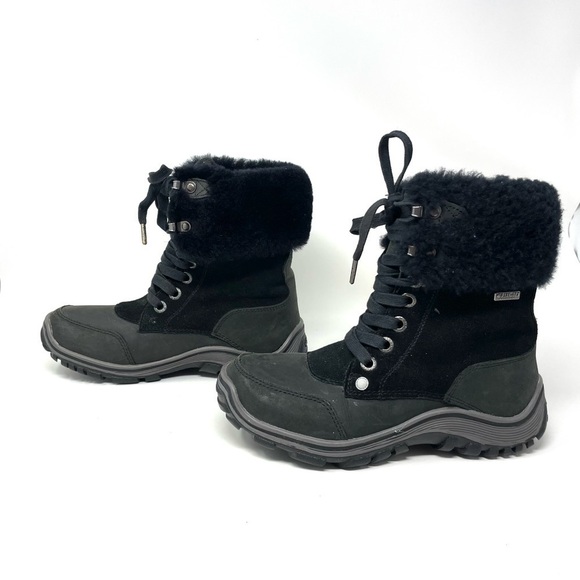 PAJAR Abbie Black Leather Cold Weather Fur Cuff Boots Size 7.5/ 38 - Picture 6 of 13